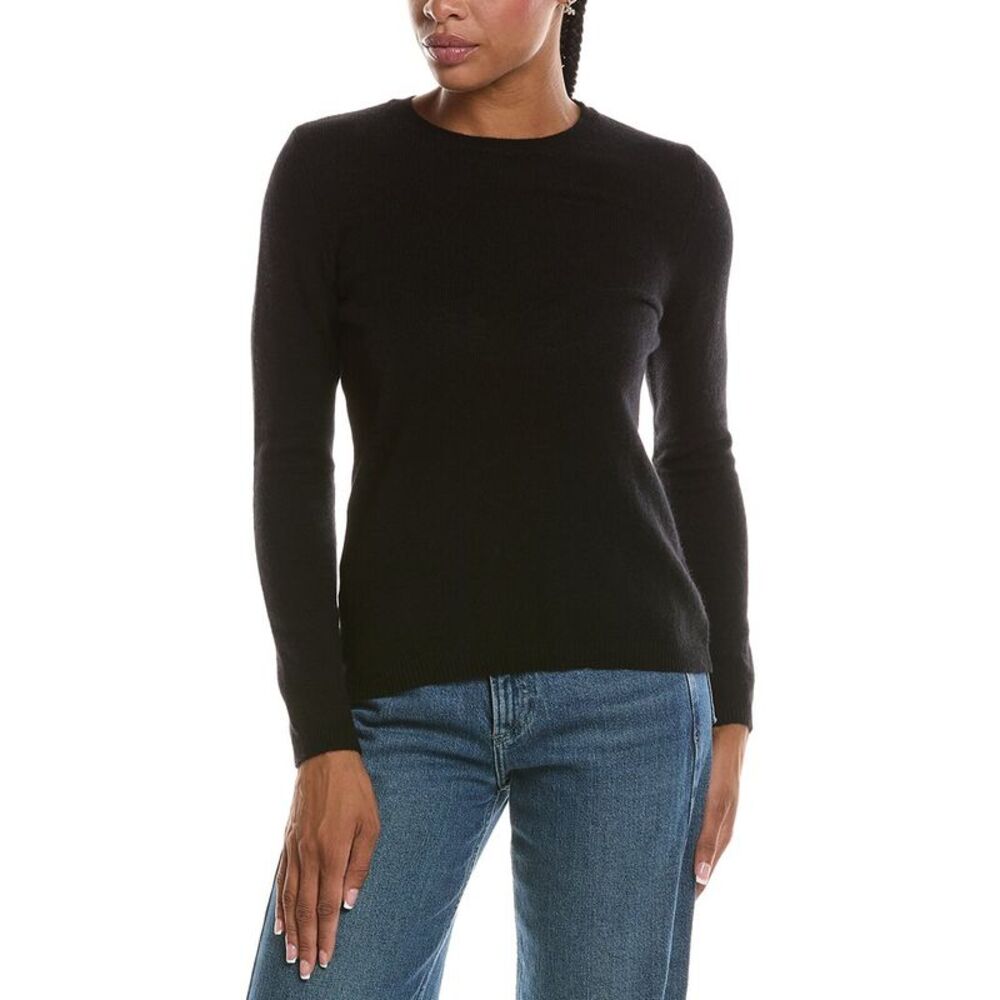 Forte Cashmere Womens Basic Crewneck 100% Cashmere Sweater, Grey